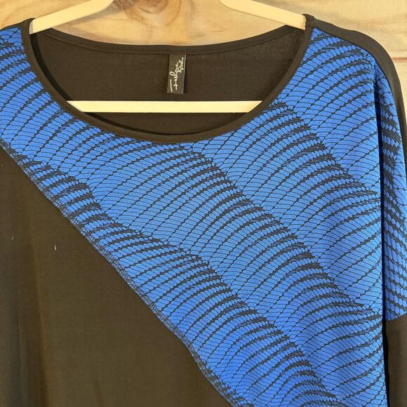 Fashque Studio Black & Blue Long Sleeve Crew Neck Top Size XL - Picture 2 of 5